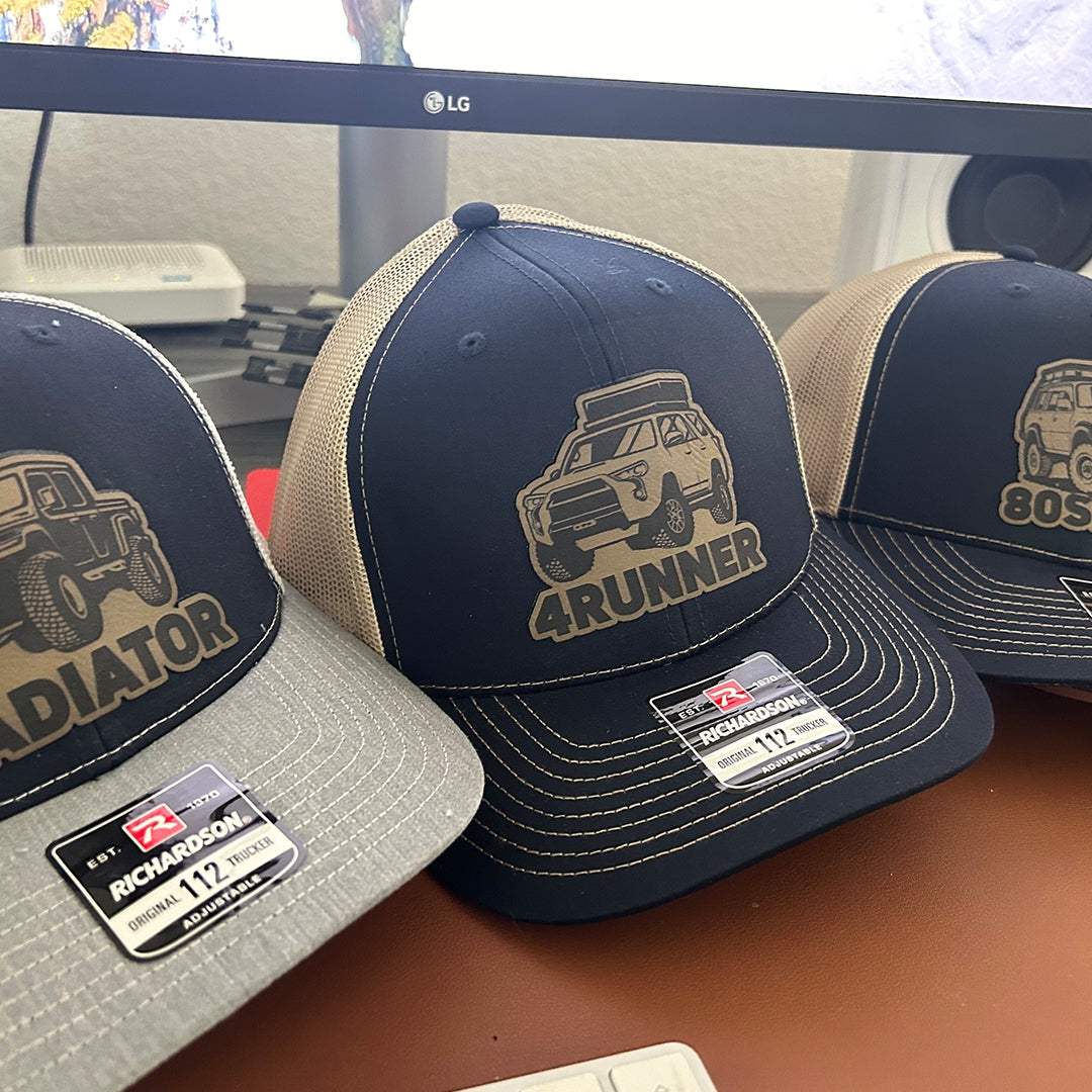 Laser engraving leather patches for hats