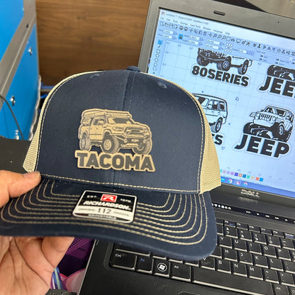 Laser engraving leather patches for hats
